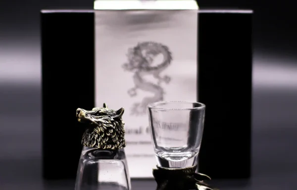 Gläserset aus 6 Schnapsgläsern (50 ml) – Sockel Wilde Waldtiere – Antikbronze